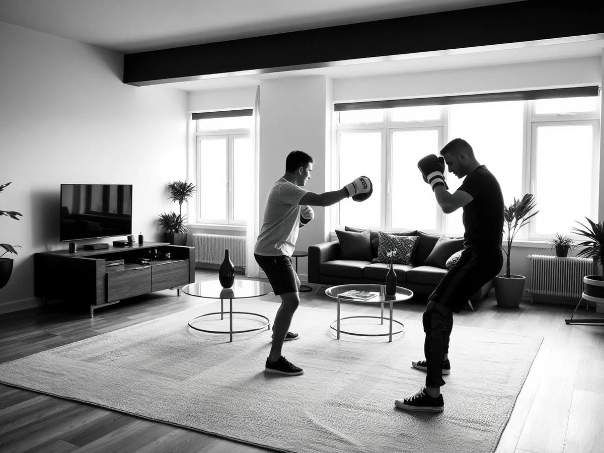 Aula particular de Kickboxing realizada na casa do aluno